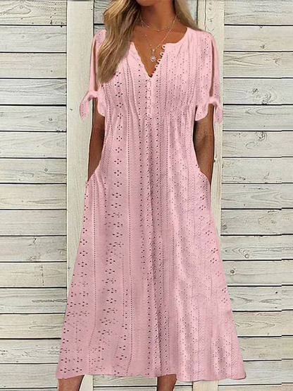 Chava - Vrouwen Resort Effen Jurk met Kant