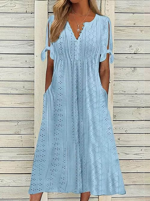 Chava - Vrouwen Resort Effen Jurk met Kant