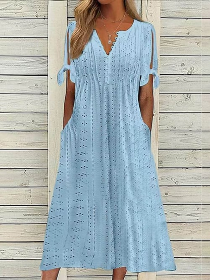 Chava - Vrouwen Resort Effen Jurk met Kant