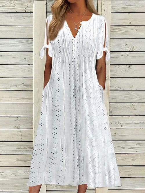 Chava - Vrouwen Resort Effen Jurk met Kant
