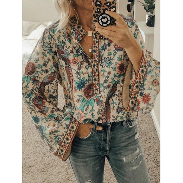 Vinera Blouse | Boho Blouse met Vleermuismouwen