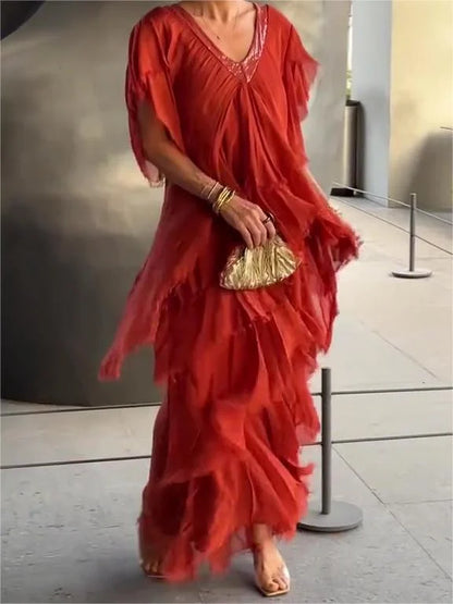 Cortenne - Elegante maxi-jurk met diep decolleté
