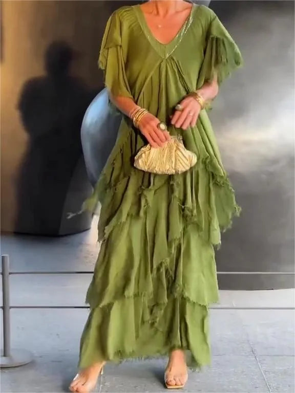 Cortenne - Elegante maxi-jurk met diep decolleté