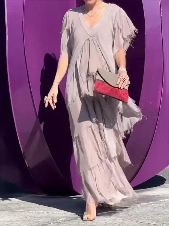 Cortenne - Elegante maxi-jurk met diep decolleté
