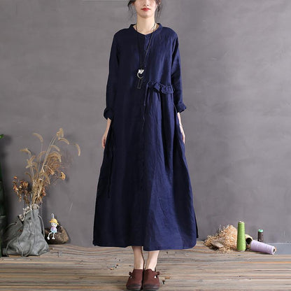 Courgette - Vintage Maxi Jurk met Korte Mouwen