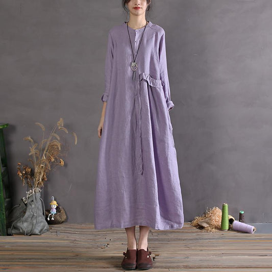 Courgette - Vintage Maxi Jurk met Korte Mouwen