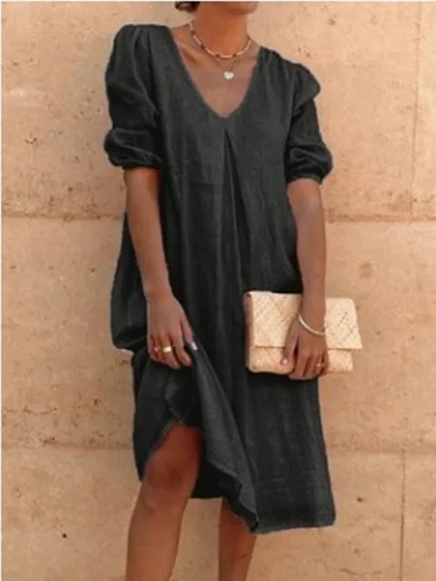 Elegante midi-jurk met casual charme