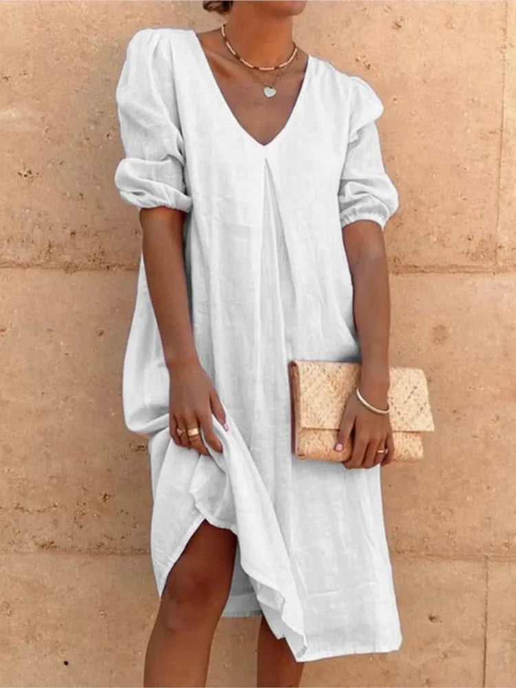 Elegante midi-jurk met casual charme
