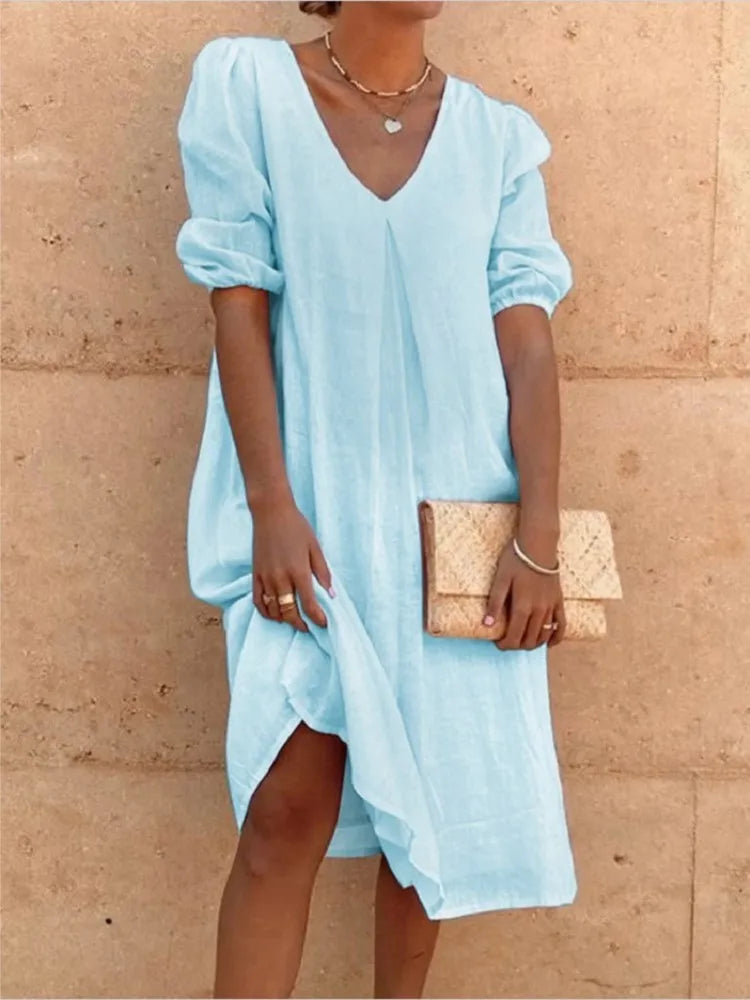 Elegante midi-jurk met casual charme