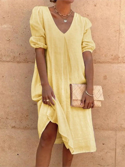 Elegante midi-jurk met casual charme