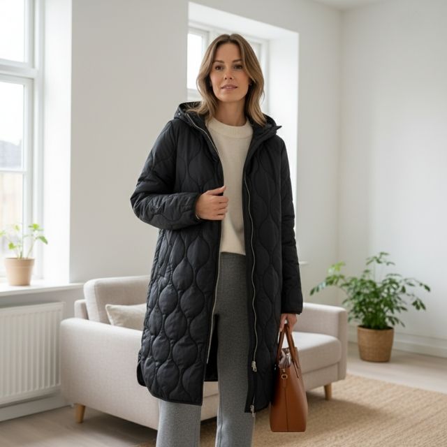 Danielle | Damesparka met motief, met capuchon, chic en comfortabel