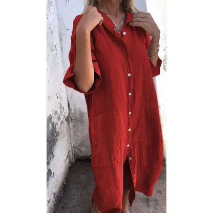 Diothel - Casual Overhemd-achtige Maxi-Jurk