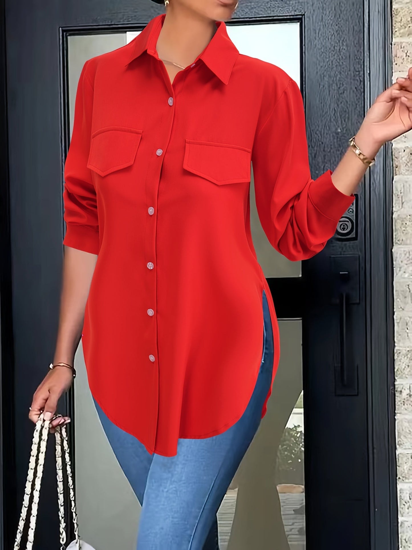 Effen Knopsluiting Shirt - Valse Zakken & Ademend Materiaal
