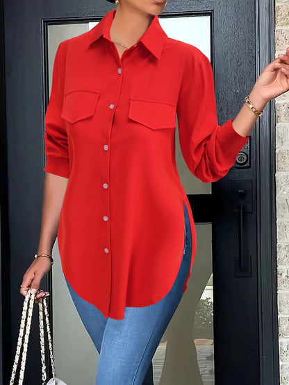 Effen Knopsluiting Shirt - Valse Zakken & Ademend Materiaal