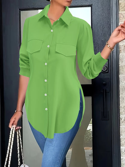 Effen Knopsluiting Shirt - Valse Zakken & Ademend Materiaal