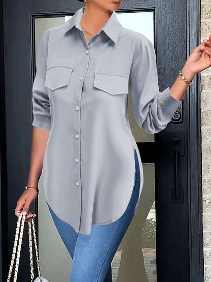 Effen Knopsluiting Shirt - Valse Zakken & Ademend Materiaal