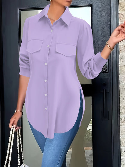 Effen Knopsluiting Shirt - Valse Zakken & Ademend Materiaal
