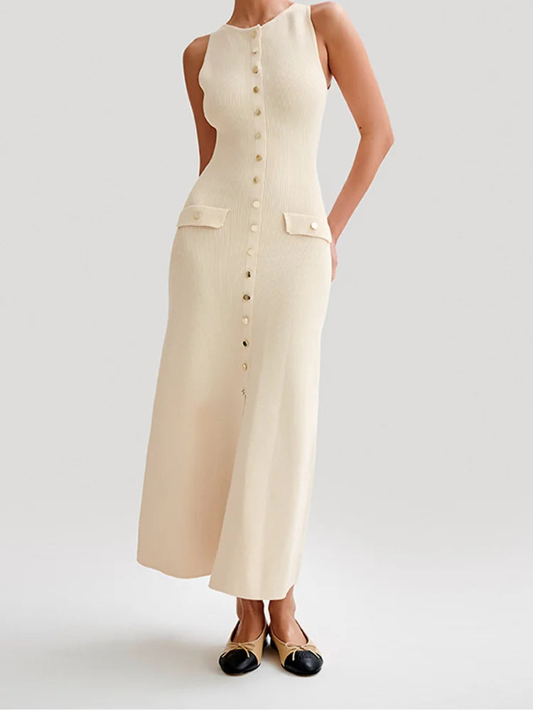 Elegante gebreide jurk zonder mouwen