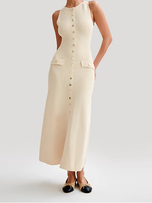 Elegante gebreide jurk zonder mouwen