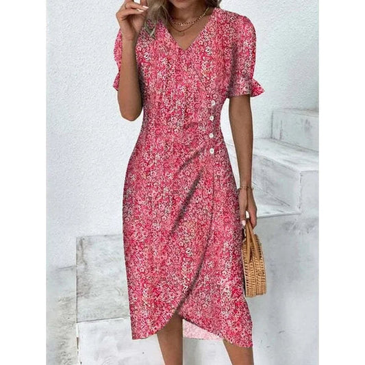Elegante damesjurk met bloemenprint, ideaal voor speciale gelegenheden