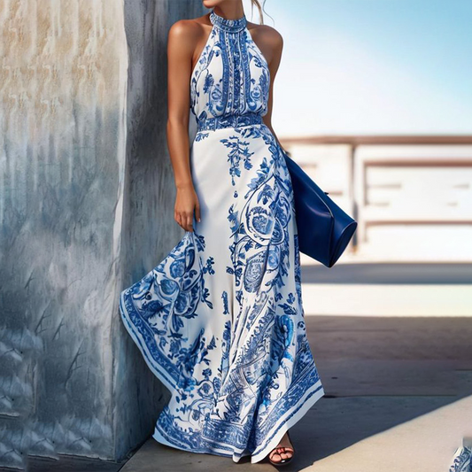 Elvinia - Mouwloze maxi-jurk met sweetheart halslijn