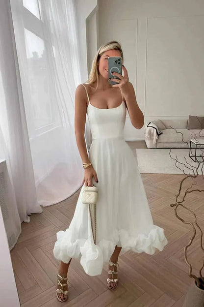 Emilia - Midi-jurk met volant en bustier