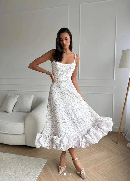 Emilia - Midi-jurk met volant en bustier