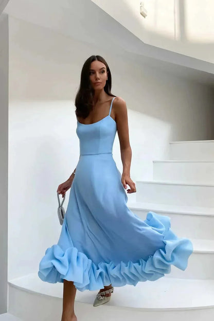 Emilia - Midi-jurk met volant en bustier