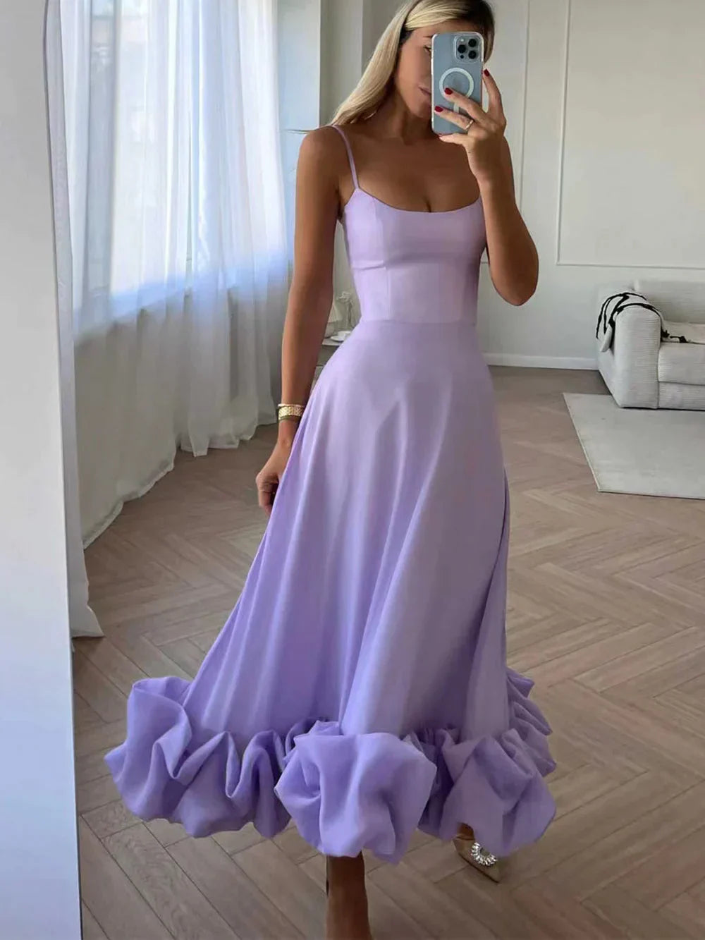 Emilia - Midi-jurk met volant en bustier