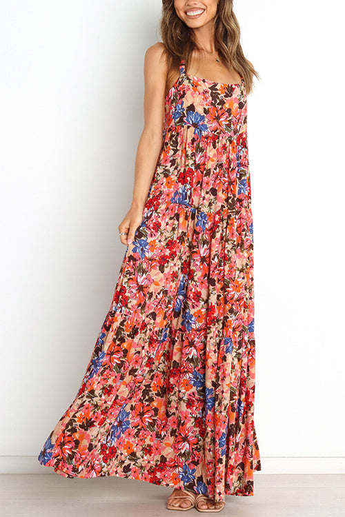 Enid - Lange lingeriejurk met bloemenzakken