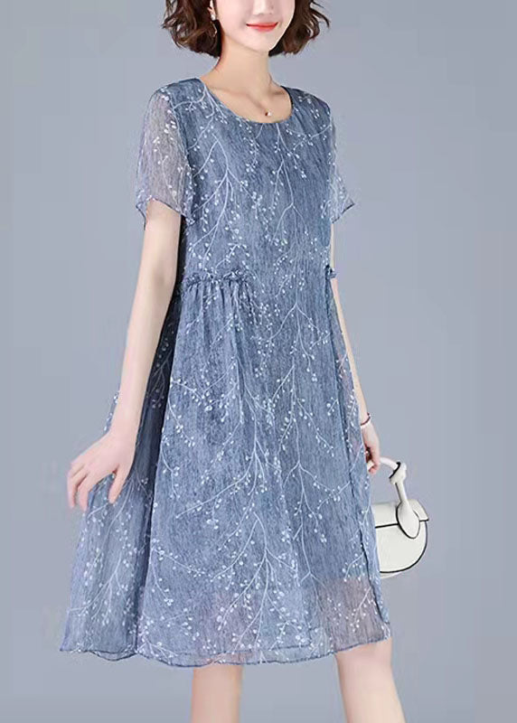Ephentia - Patchwork jurk met borduursel en halve mouwen, tweedelig