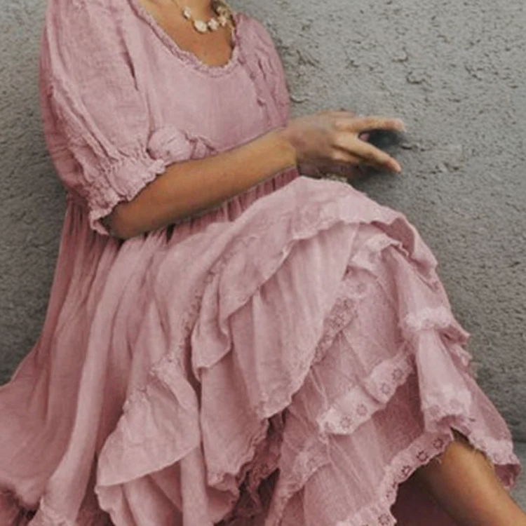 Eury - Vintage stijl maxi jurk met franje