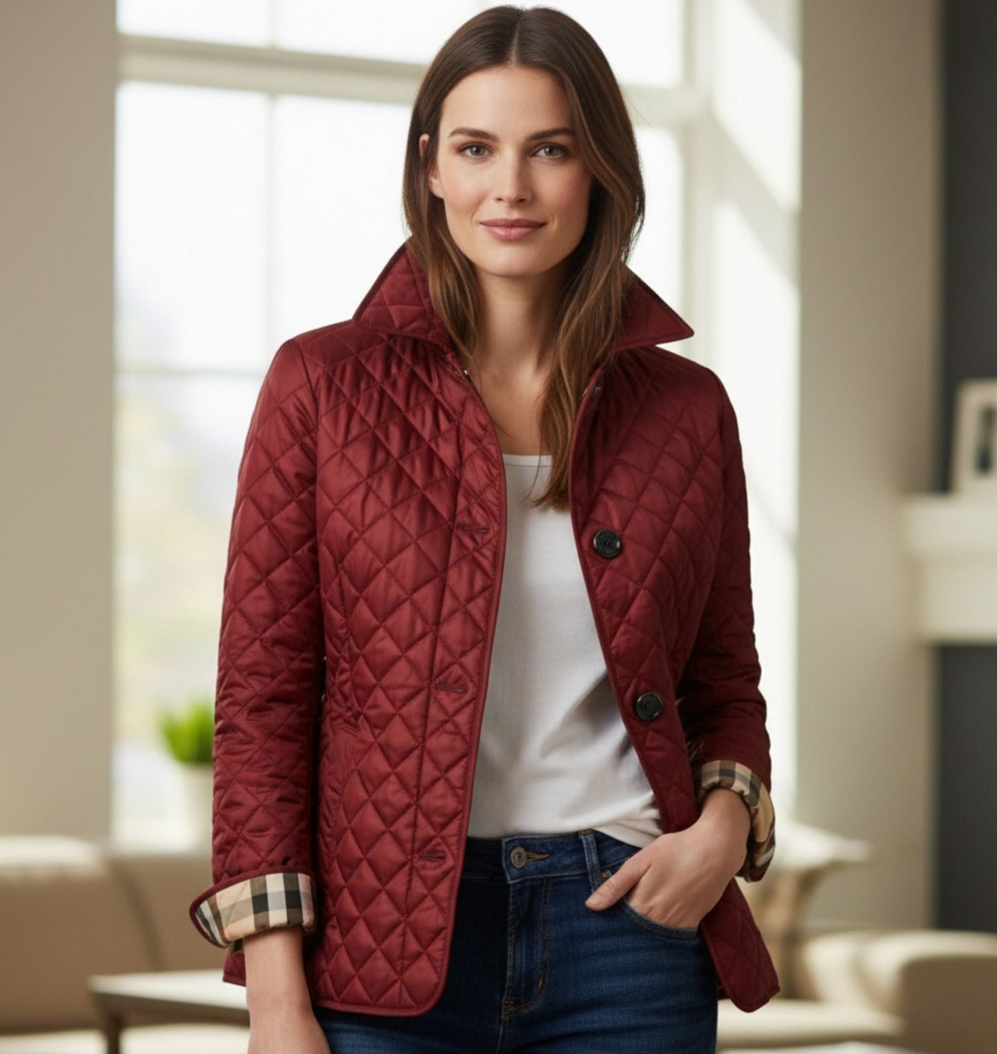 Evelyn | Elegante, chique en comfortabele damesjas van zijde en katoen