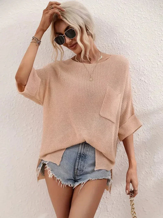Gebreide oversized blouse voor de zomer | feline