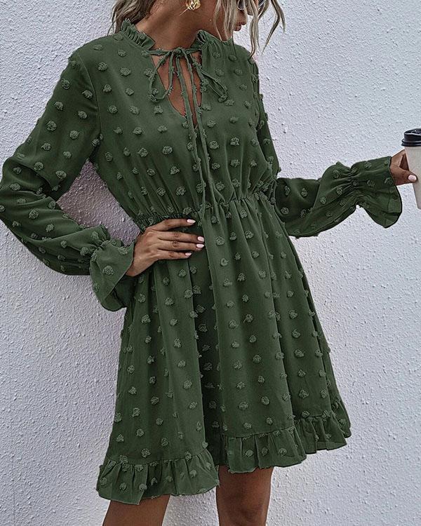 Faisha - Modieuze chiffon kanten jurk met ruches in de taille