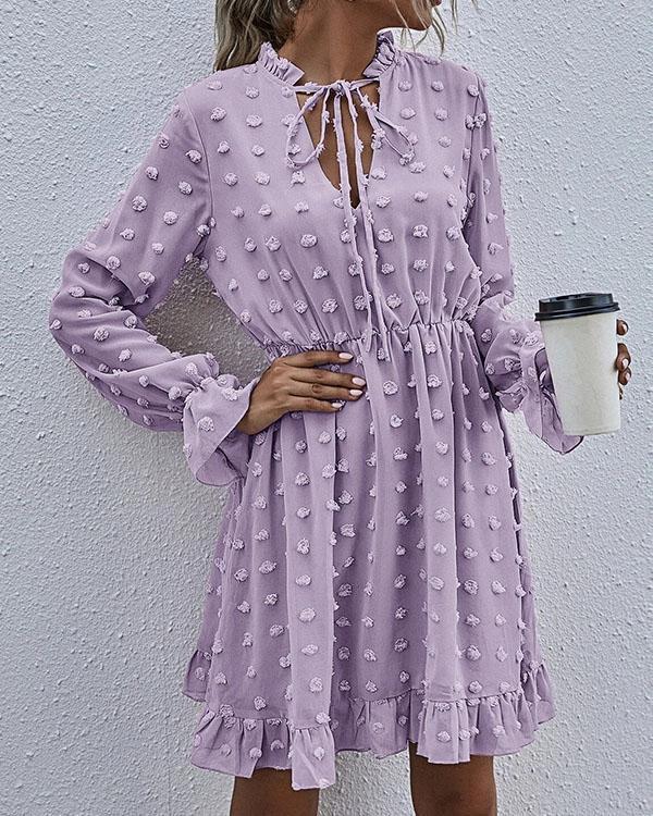 Faisha - Modieuze chiffon kanten jurk met ruches in de taille