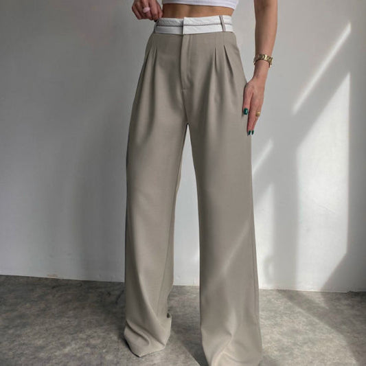 Recht gesneden broek met hoge taille Mode