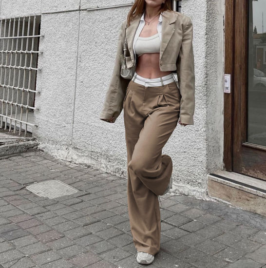 Recht gesneden broek met hoge taille Mode