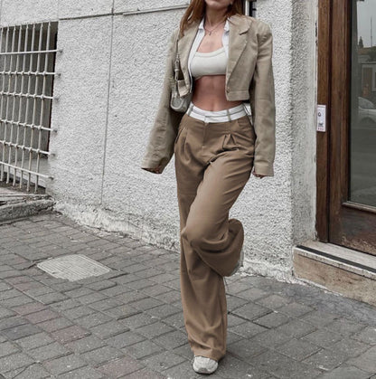 Recht gesneden broek met hoge taille Mode