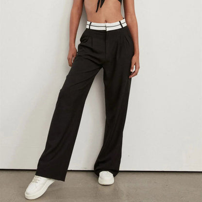 Recht gesneden broek met hoge taille Mode