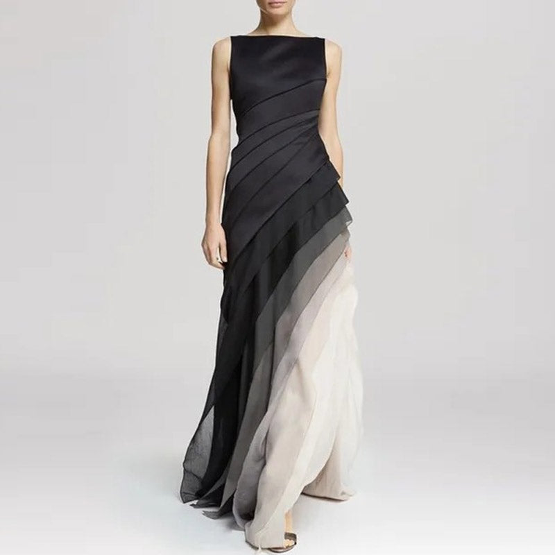 Onregelmatige jurk met hoge taille in ombre look