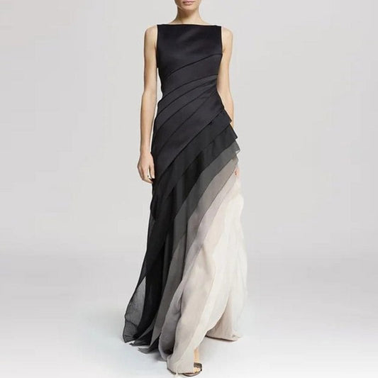 Onregelmatige jurk met hoge taille in ombre look
