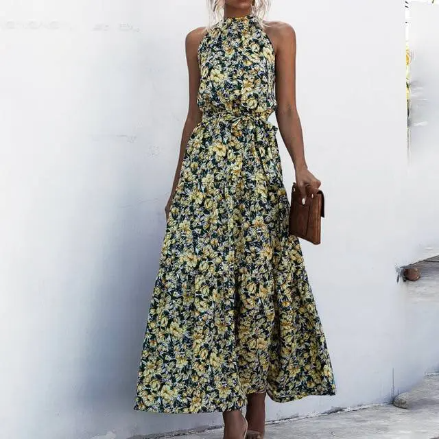 Fenella - Strapless Maxi jurk met bloemenprint