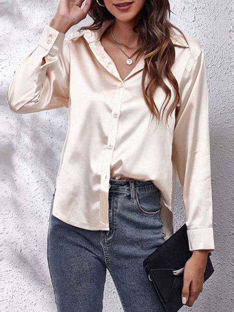 Karin | Zijdeachtige Lange Mouwen Damesblouse