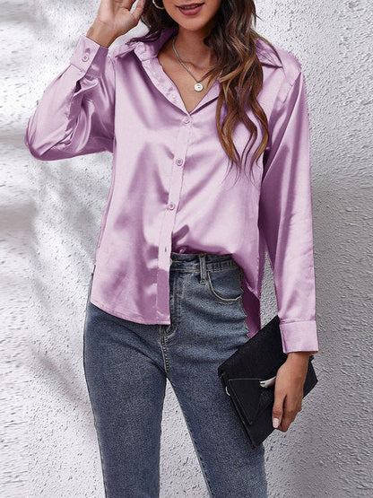 Karin | Zijdeachtige Lange Mouwen Damesblouse