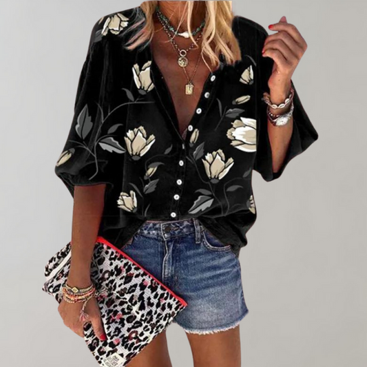 Mavis - Bloemenprint Blouse voor Dames - Modieus & Makkelijk te Dragen