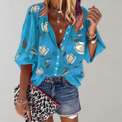 Mavis - Bloemenprint Blouse voor Dames - Modieus & Makkelijk te Dragen