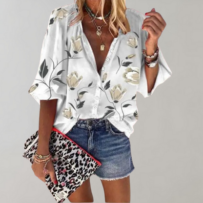 Mavis - Bloemenprint Blouse voor Dames - Modieus & Makkelijk te Dragen