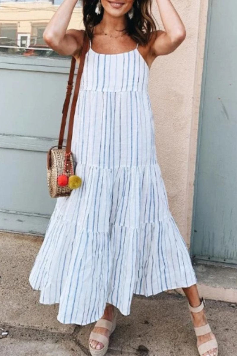 Giuliana - Strapless jurk met dunne bandjes en gestreepte patches, zachte modeIndira