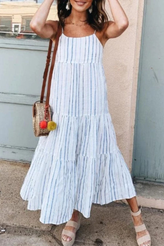 Giuliana - Strapless jurk met dunne bandjes en gestreepte patches, zachte modeIndira